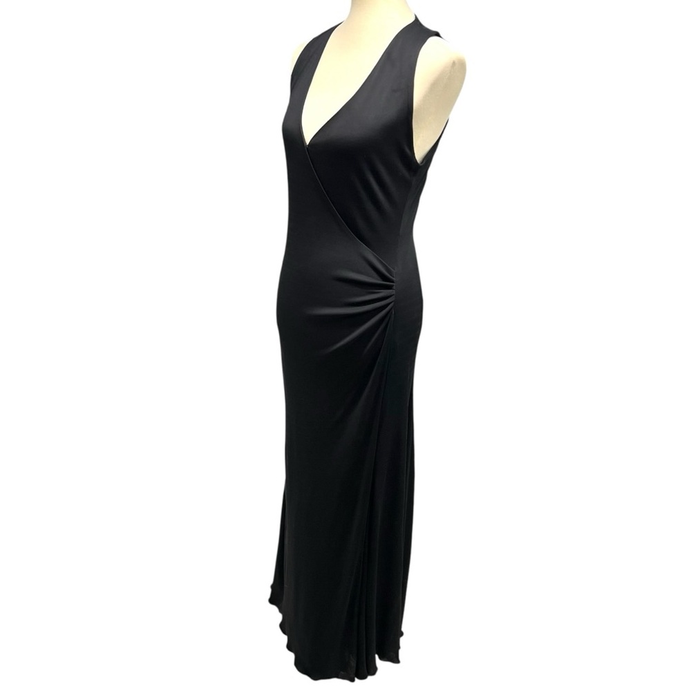 Ralph Lauren Collection Purple Label Black Silk Blend Faux Wrap Gown Dress Sz 8 - Picture 7 of 13